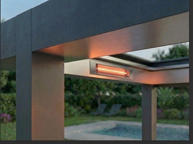 Calefactor por infrarrojos integrado en una pérgola bioclimática CERCA